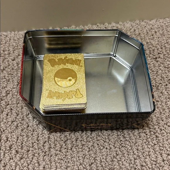 Pokemon Tin with Gold Cards and Green Accents - Picture 3 of 4